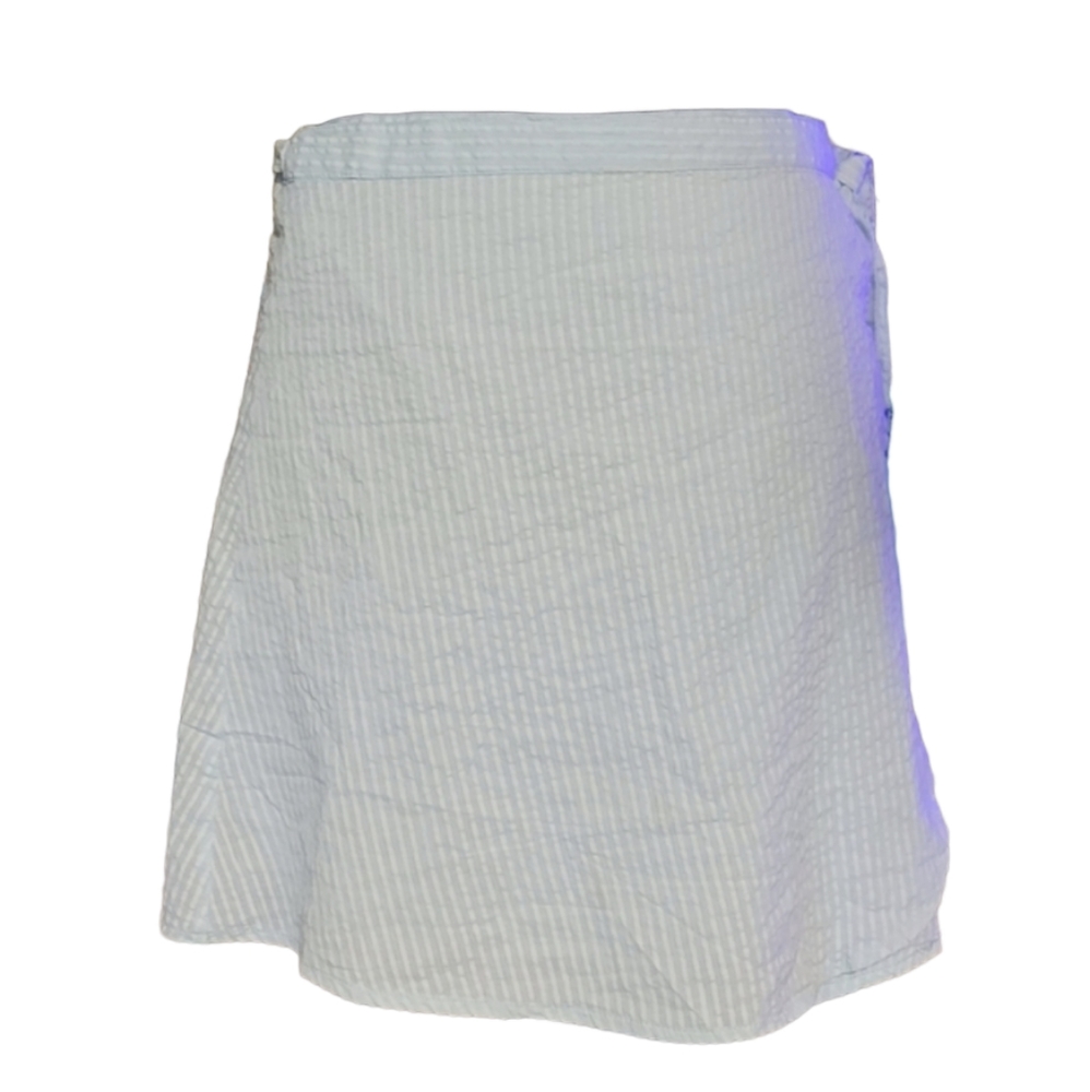 South Beach Light Blue Seersucker Wrap Around Beach Coverup Medium